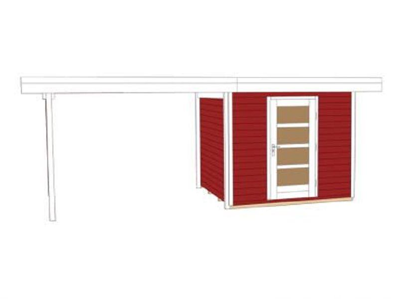 530 x 300cm  weka Designhaus 172 B Gr.2, schwedenrot, 28 mm, Einzeltür, Anbau 300 cm, ohne RW