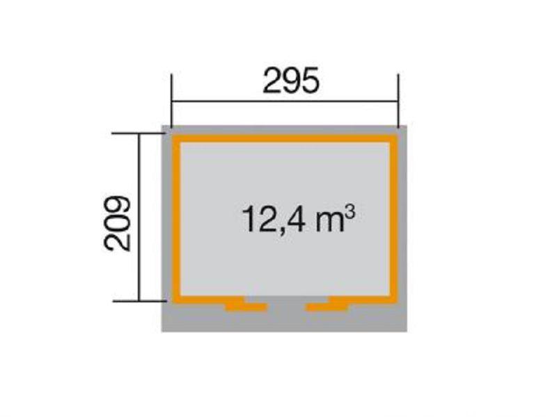 295 x 209cm  Schiebetürhaus 225 Gr.1, grau, 21 mm