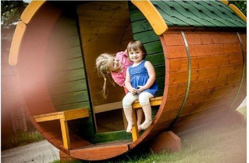 Kinderspielfass Holzspielhaus Spielhütte Spielhaus 1,90m x 1,60m