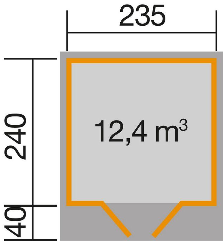 235 x 239cm  weka Gartenhaus 179 Gr. 2, grau, 28 mm, Doppeltür